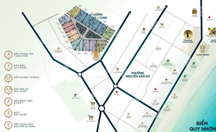 Vị trí căn hộ chung cư Phú Tài 2 Central Life Quy Nhơn