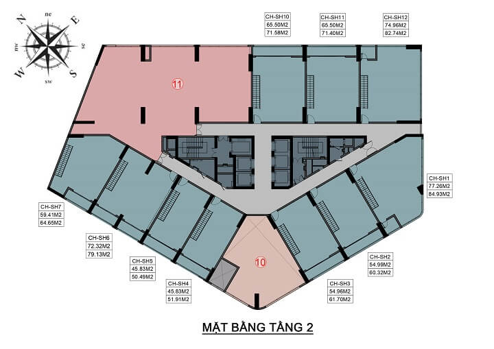 Mặt bằng Tầng 2 chung cư Phú Tài 2 Central Life Quy Nhơn